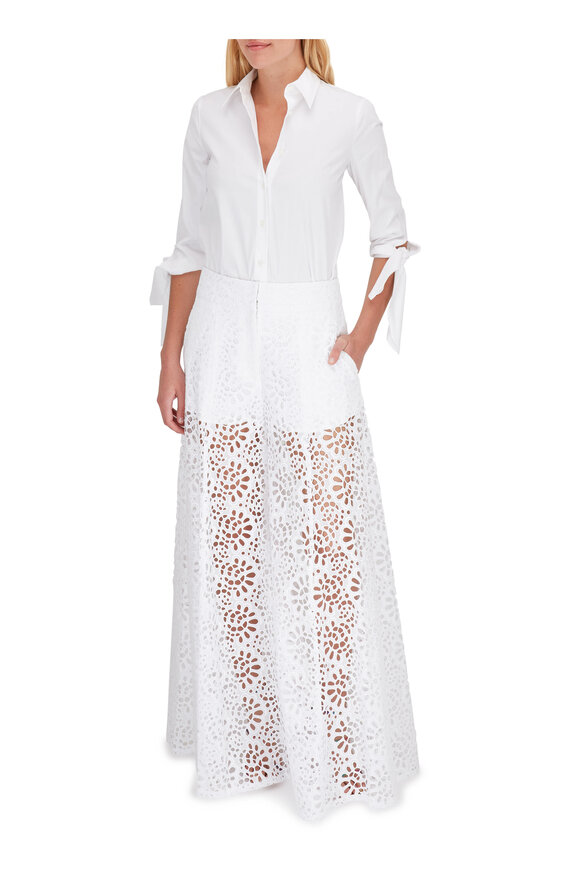 Carolina Herrera - White Poplin Tie-Cuff Blouse