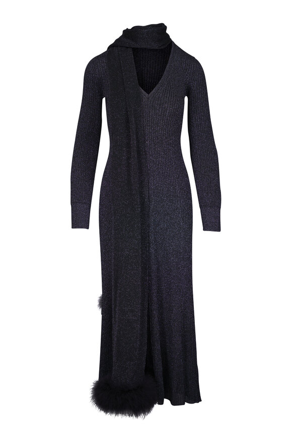 Valentino Abito Maglia Black Lurex Maxi Dress