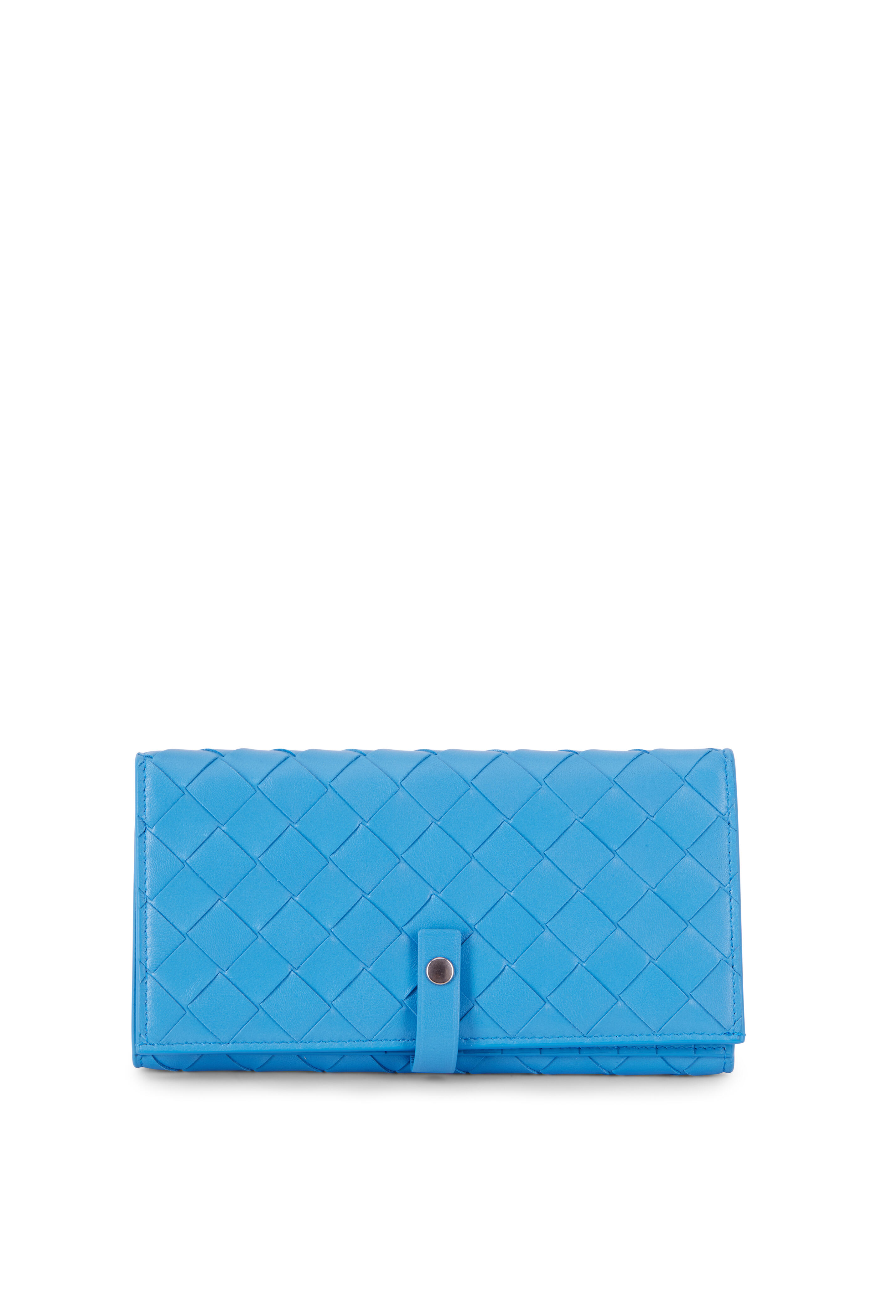 Bottega Veneta - Intrecciato Blue Bi-Fold Snap Wallet