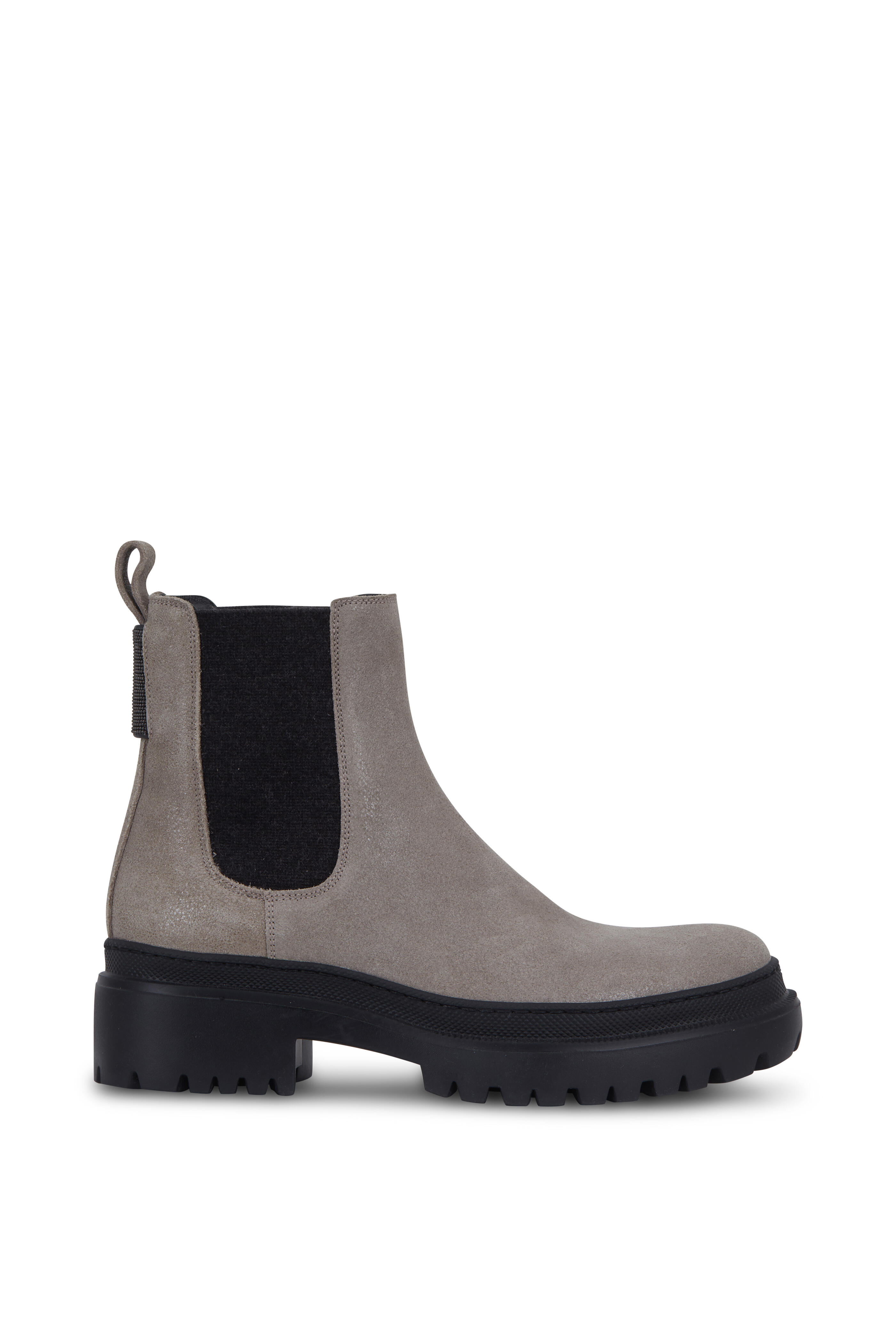 Brunello Cucinelli - Gray Buff Leather Ankle Boot