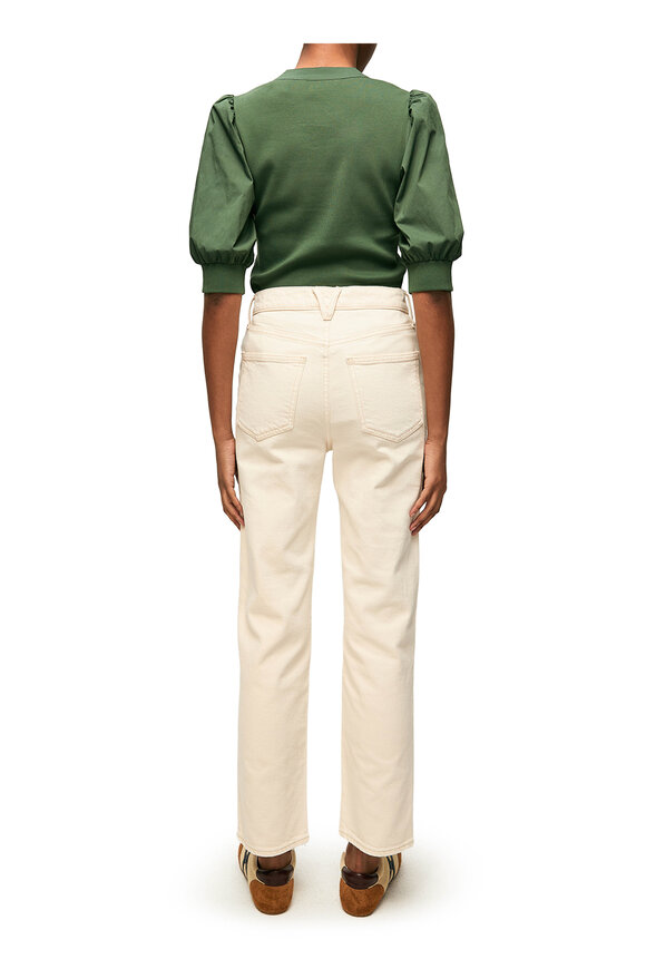 Veronica Beard Leah Ecru Mid Rise Straight Leg Jean - view 3