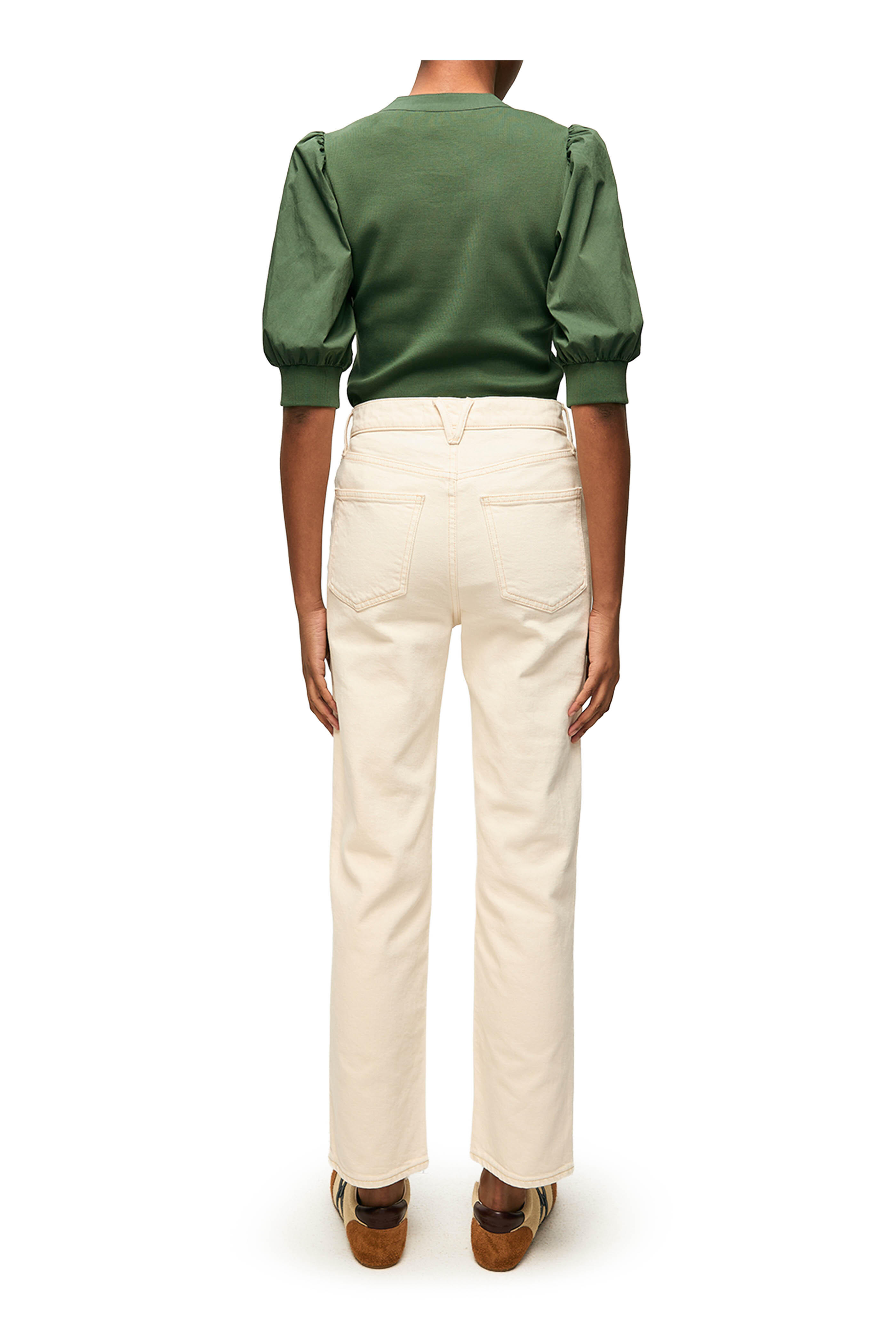 Veronica Beard - Leah Ecru Mid Rise Straight Leg Jean