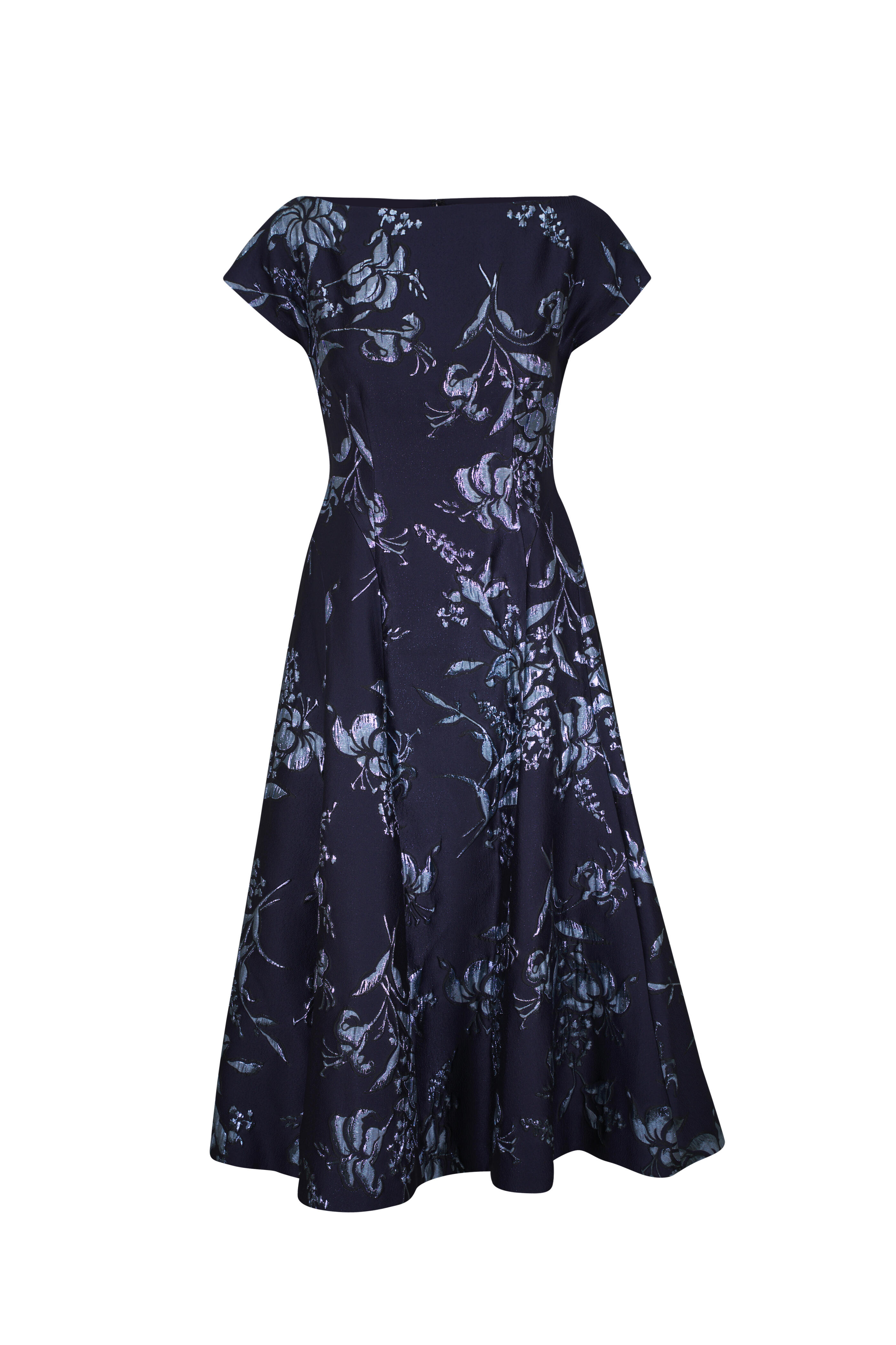 Lela Rose - Metallic Floral Jacquard Midi Dress