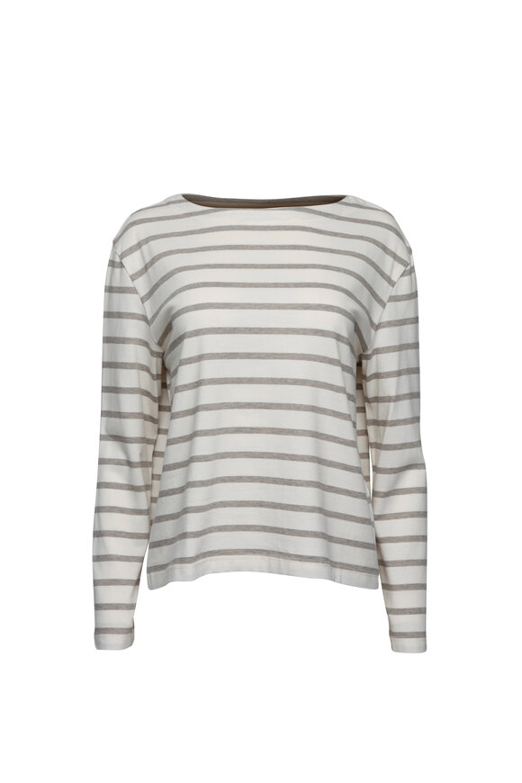 Jenni Kayne Claude Ivory & Taupe Stripe Tee