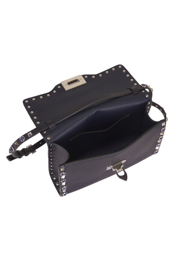 Valentino Garavani Small Indigo Rockstud Leather Shoulder Bag - view 5