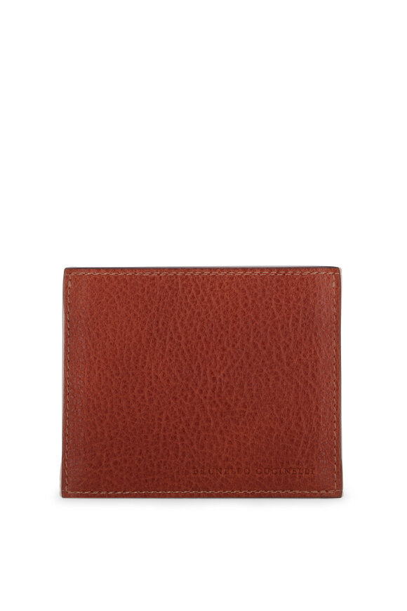 Brunello Cucinelli - Brown Grained Leather Bi-Fold Wallet