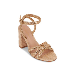 【送料&関税込】Gianvito Rossi Braided Sandals Gianvito Rossi - Bee Gold Braided Leather & Raffia Sandal, 85mm