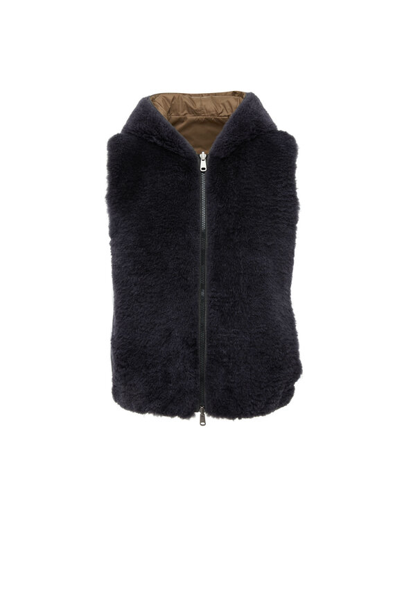 Brunello Cucinelli - Lignite & Tan Reversible Shearling Vest