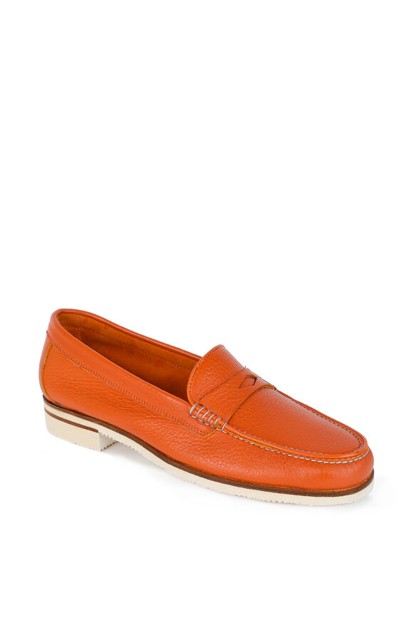 Gravati - Orange Leather Penny Loafer 