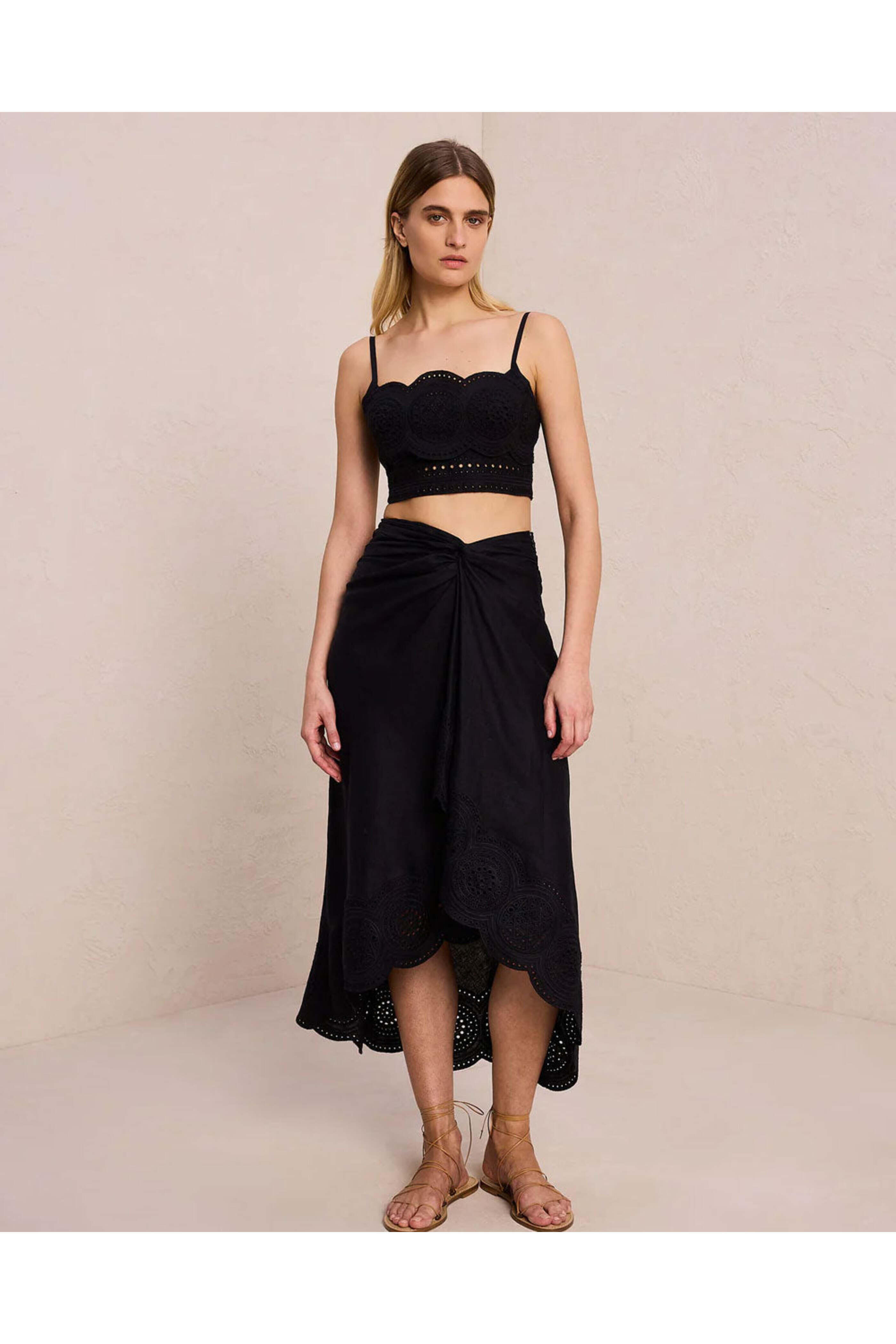 A.L.C. - Heather Linen Eyelet Skirt