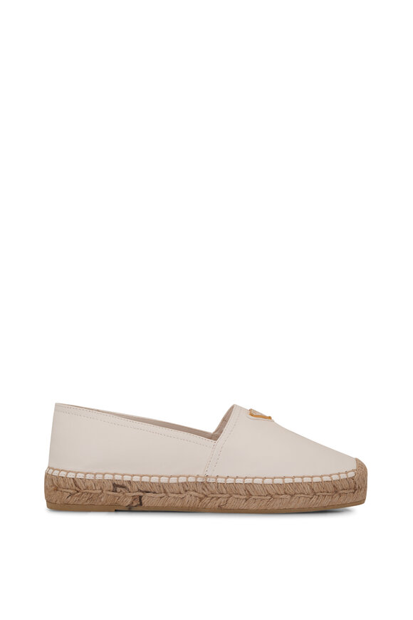 Prada - Ivory Leather Espadrille Flat 