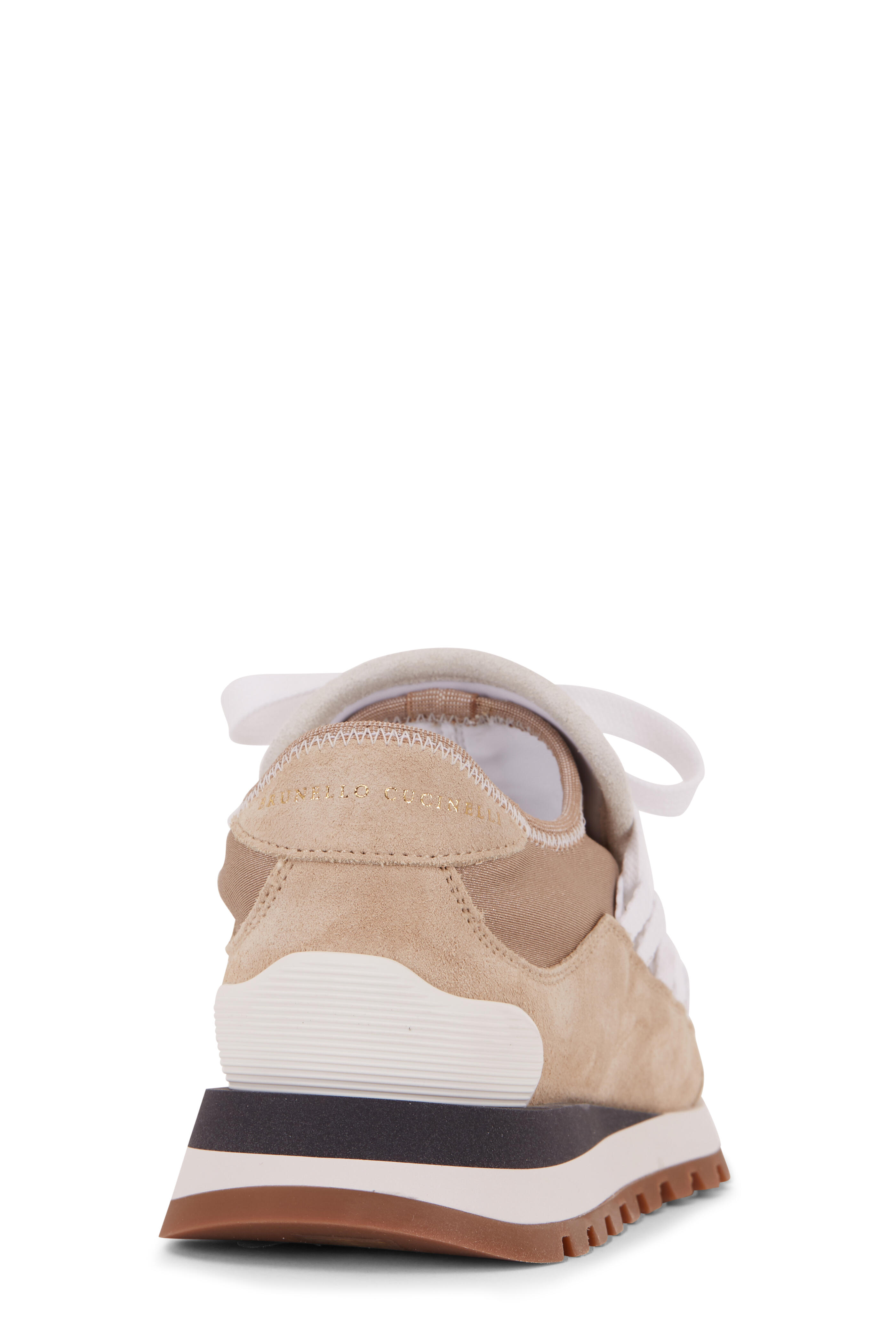 Brunello Cucinelli - Gold Suede & Metallic Jersey Monili Sneaker