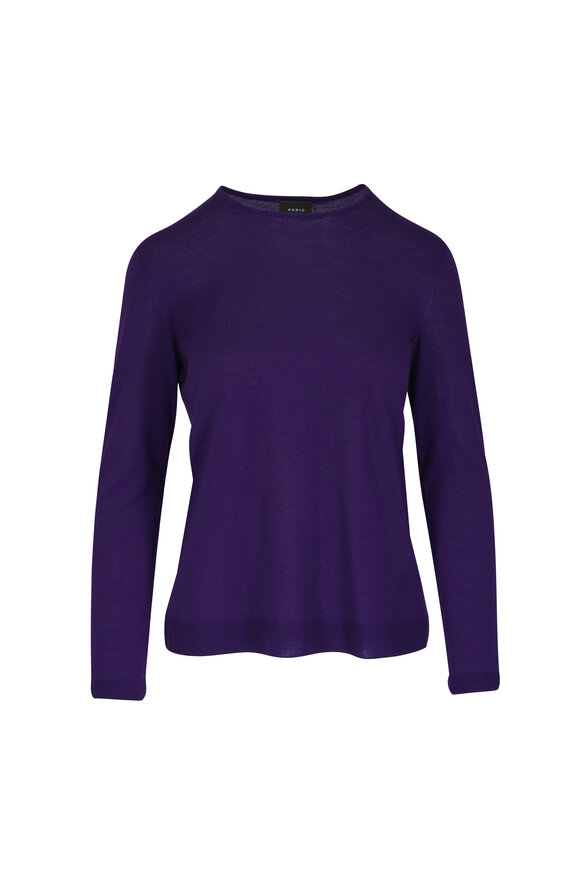 Akris Dark Purple Cashmere & Silk Sweater - view 1