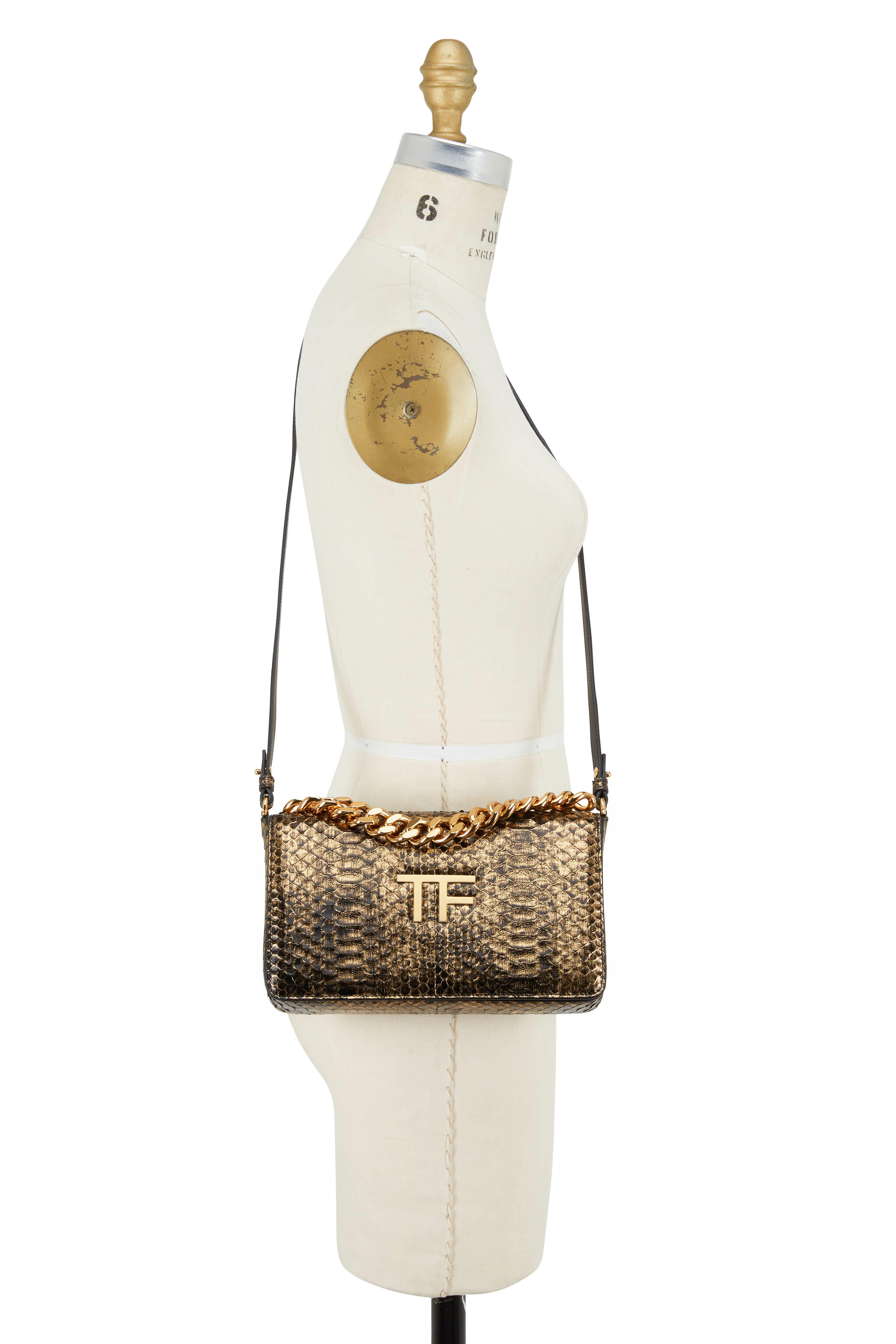 Tom Ford - Gold Laminated Two-Tone Python Chain Clutch