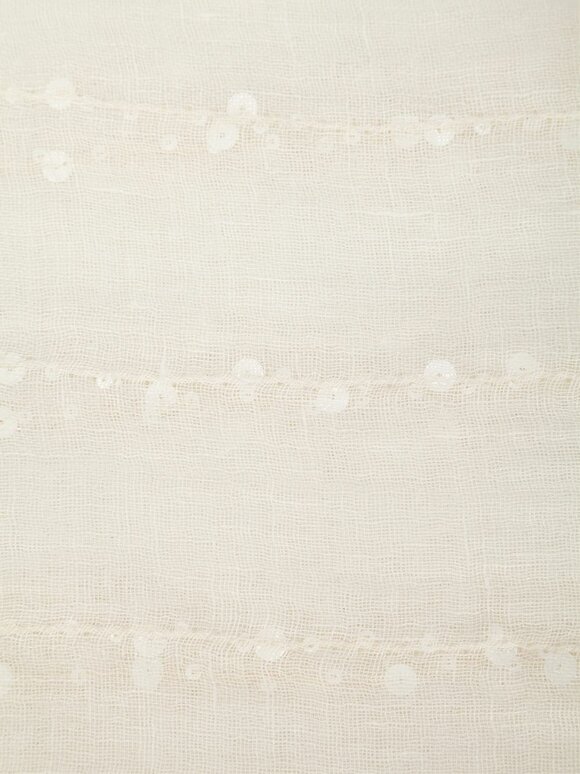 Brunello Cucinelli - White Linen Pailette Striped Scarf