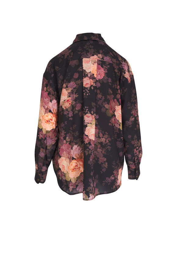 Zimmermann -  Illustration Black Rococo Floral Lace Scarf Shirt