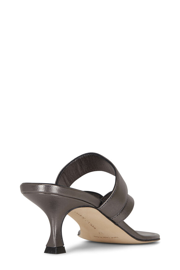 Manolo Blahnik - Susa Anthracite Leather Mule, 50mm