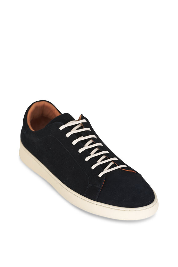 Kiton Black Goatskin Suede Sneaker 