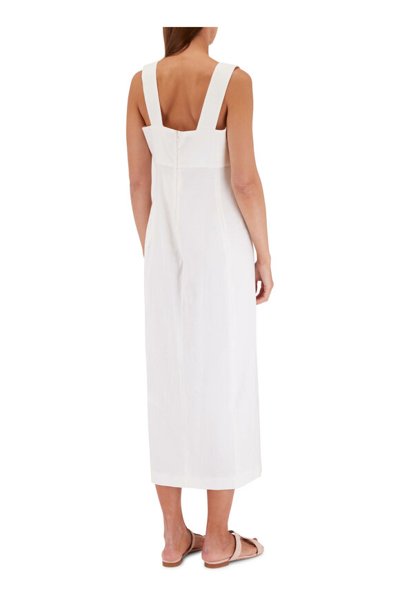 Antonelli - Nizza White Stretch Linen Sleeveless Dress