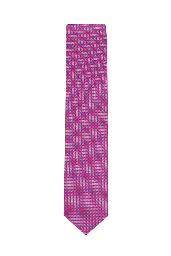 Dolce Punta - Pink Geometric Silk Necktie