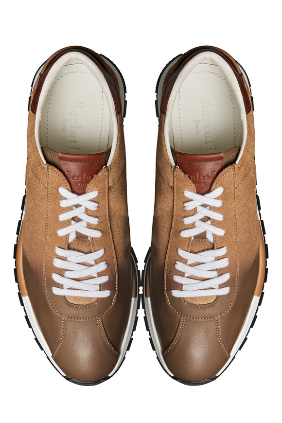 Berluti -  On Track Torino Taupe Calfskin Suede Sneaker