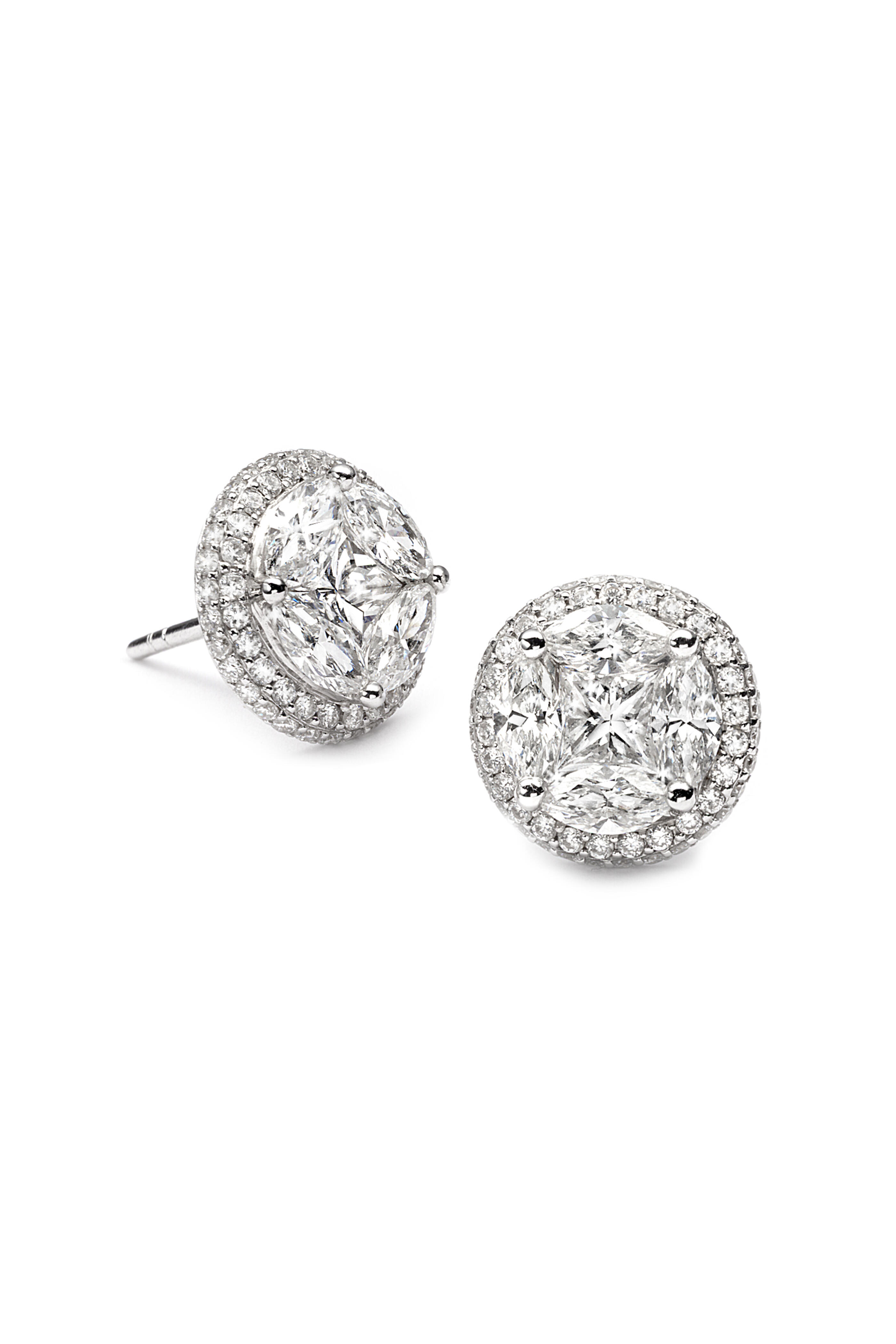 Nam Cho - 18k White Gold Diamond Invisibly Set Studs