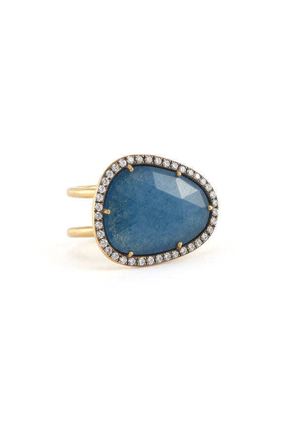 Sylva & Cie 18K Blue Quartz & Brown Diamond Band - view 1