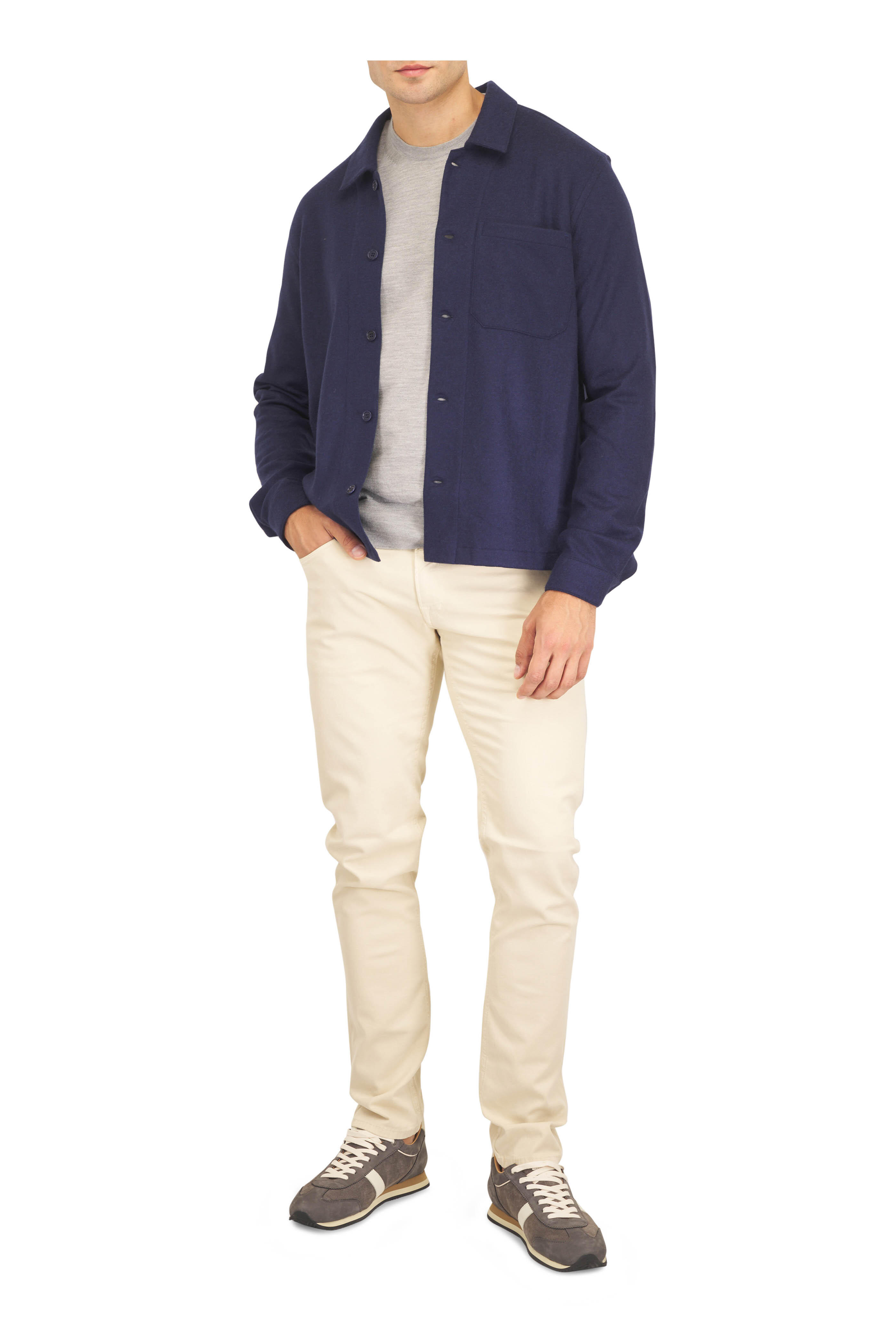 Tom Ford - Light Gray Cashmere & Silk Crewneck Sweater - view 2