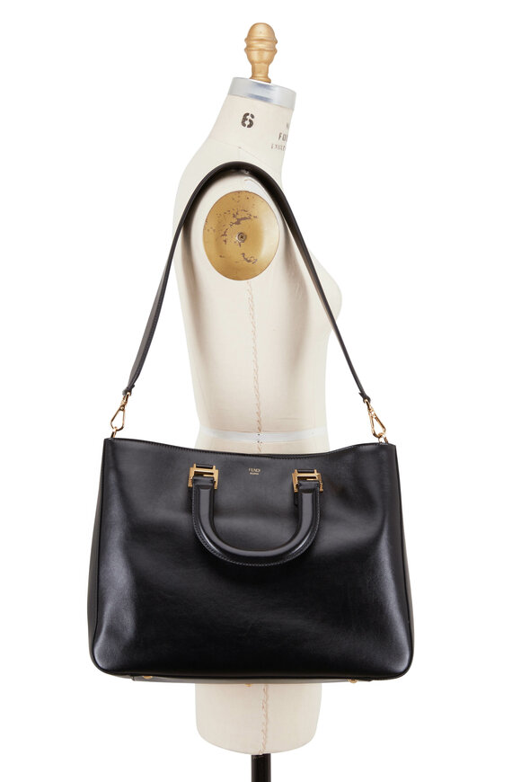 Fendi - Black Vitello Glacier Medium Tote Bag 