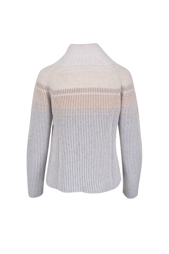 Kinross Taupe Colorblock Ribbed Cashmere Sweater - view 3