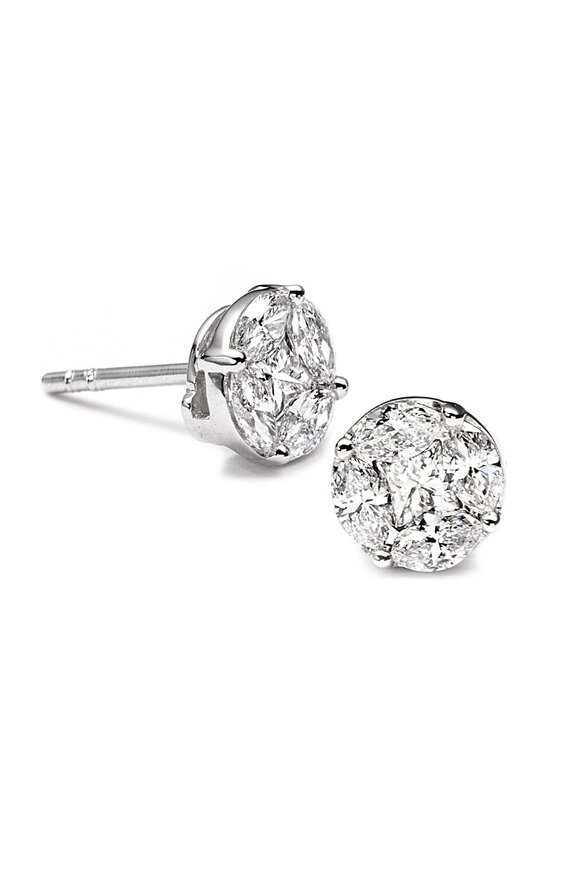 Nam Cho 18k Diamond Invisibly Set Round Shape Stud - view 1