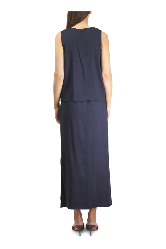 Peter Cohen Stem Navy Stretch Linen Viscose Skirt - view 4