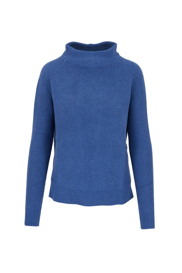 Kinross - Indigo Garter Funnel Neck Sweater 