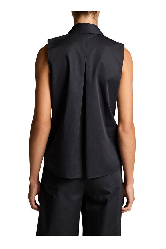 Vince Ink Cotton Relaxed Sleeveless Button Up Shirt - view 3