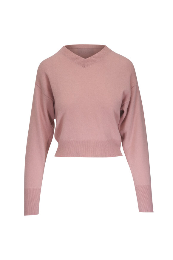 Le Kasha Dumka Dusty Pink V-Neck Cashmere Sweater