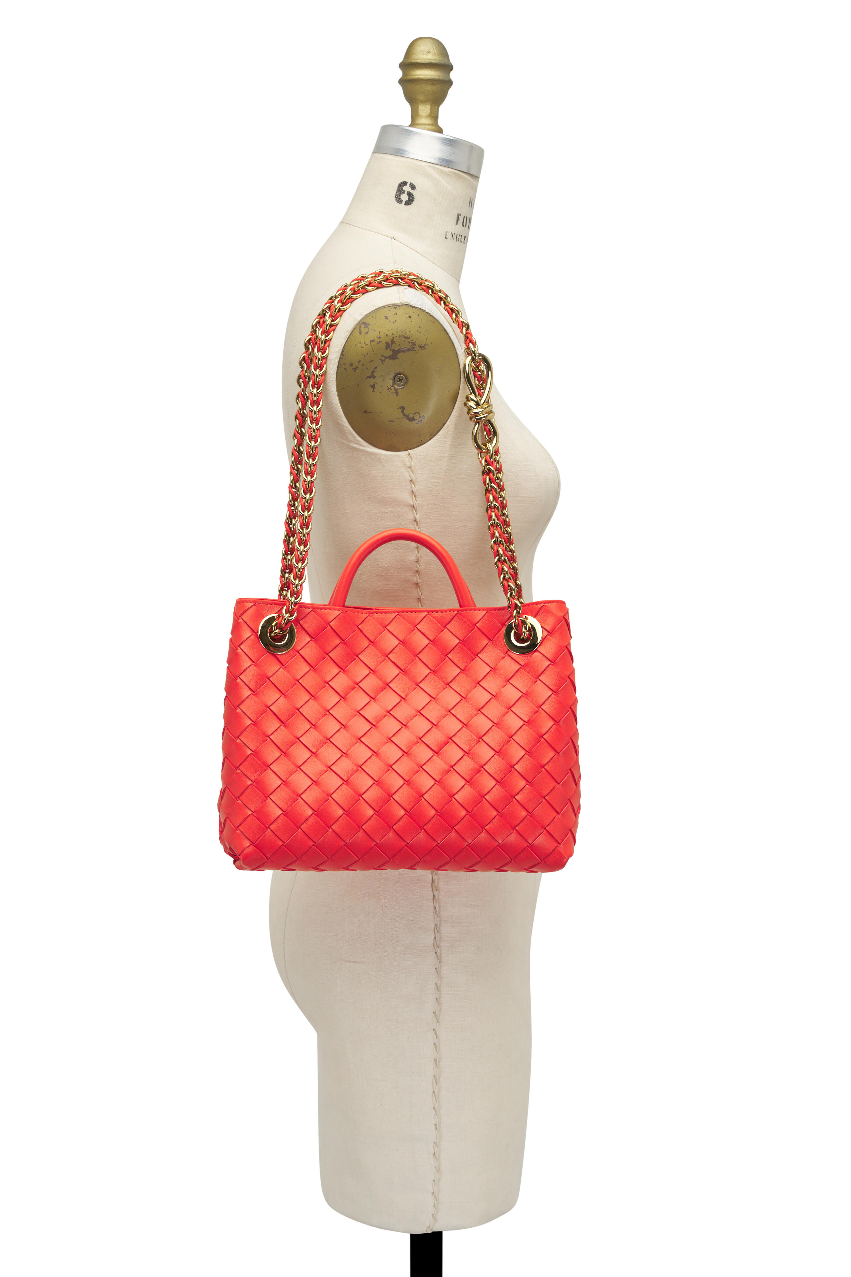 Bottega Veneta - Small Andiamo Orange Leather Chain Shoulder Bag
