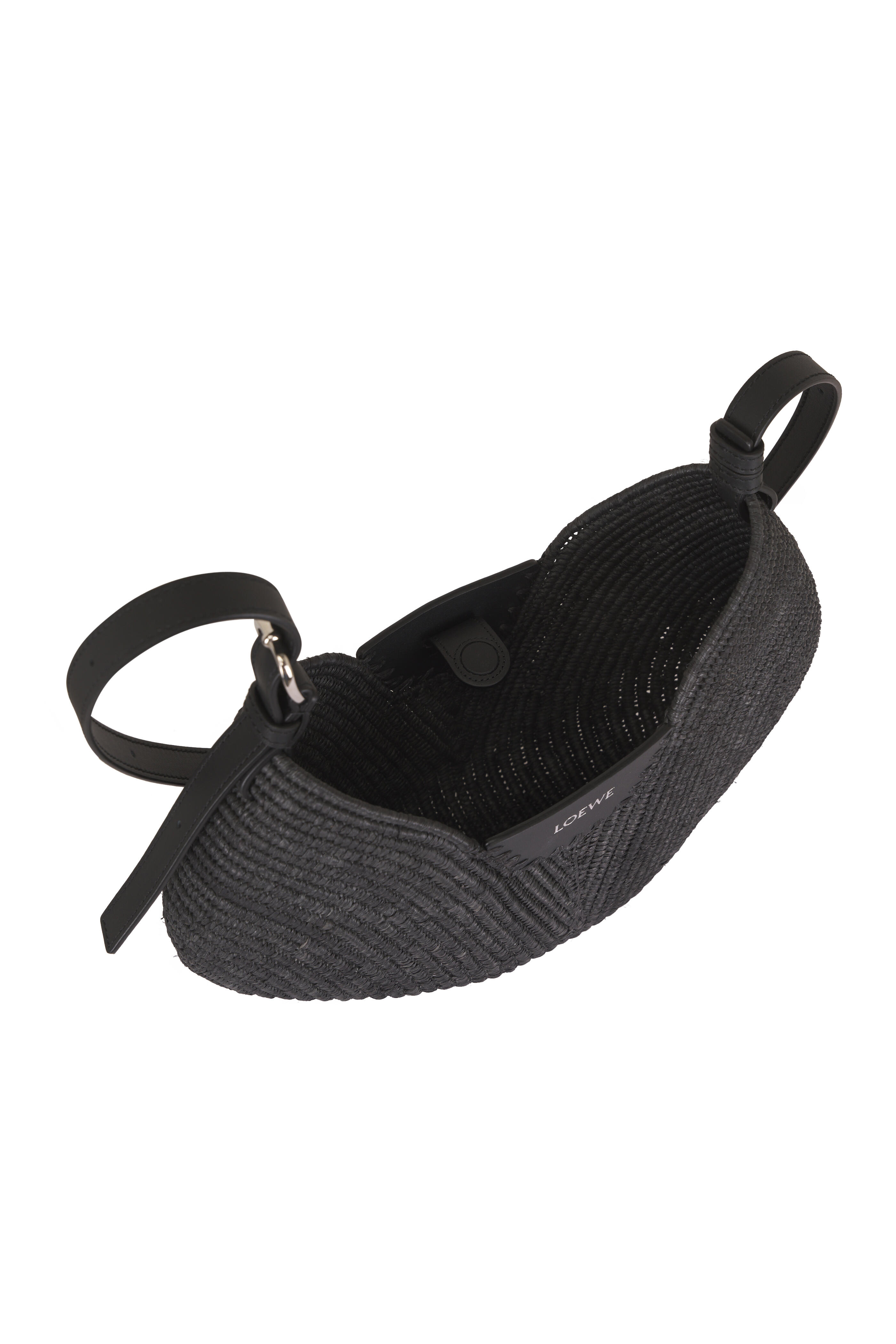 Loewe - Medium Swing Black Raffia & Leather Bag - view 6