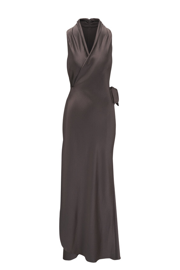 Peter Cohen Apres Charcoal Gray Hammered Silk Dress