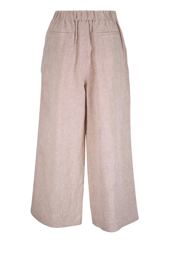 Lafayette 148 New York Columbus Cadet Khaki Melange Linen Cropped Pant - view 2