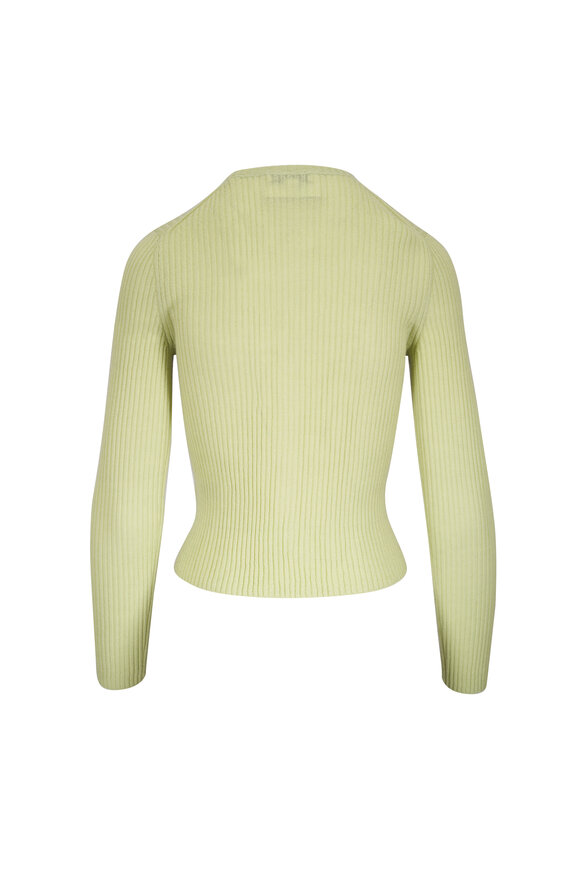 Vince Pale Fern Ribbed Cashmere & Silk Cardigan - view 4
