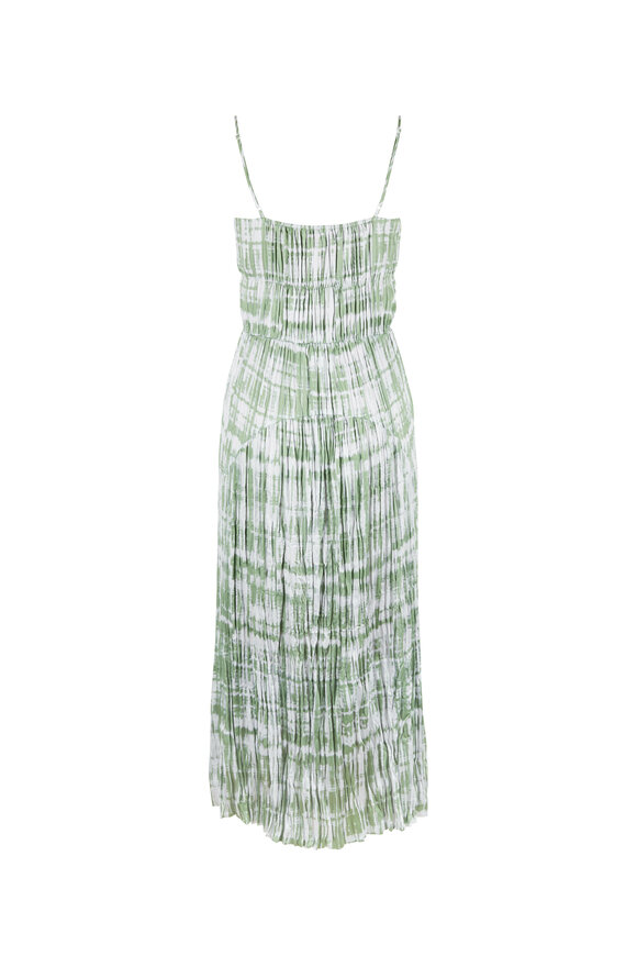 Vince - Green Tie-Dye Ruched Cami Dress 