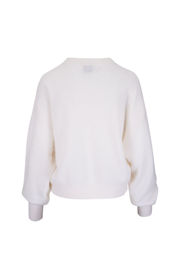 Le Kasha Modena White Brushed Knit Cashmere Sweater - view 4