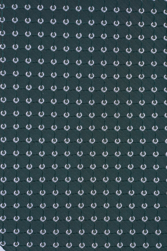 Brioni Green Micro Motif Silk Necktie - view 2