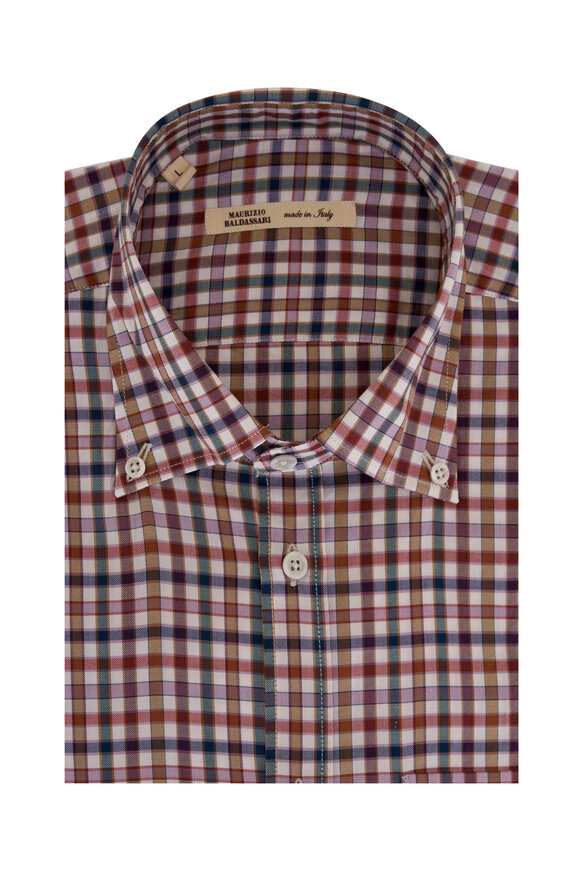 Maurizio Baldassari - Brown Multicolor Check Cotton Sport Shirt