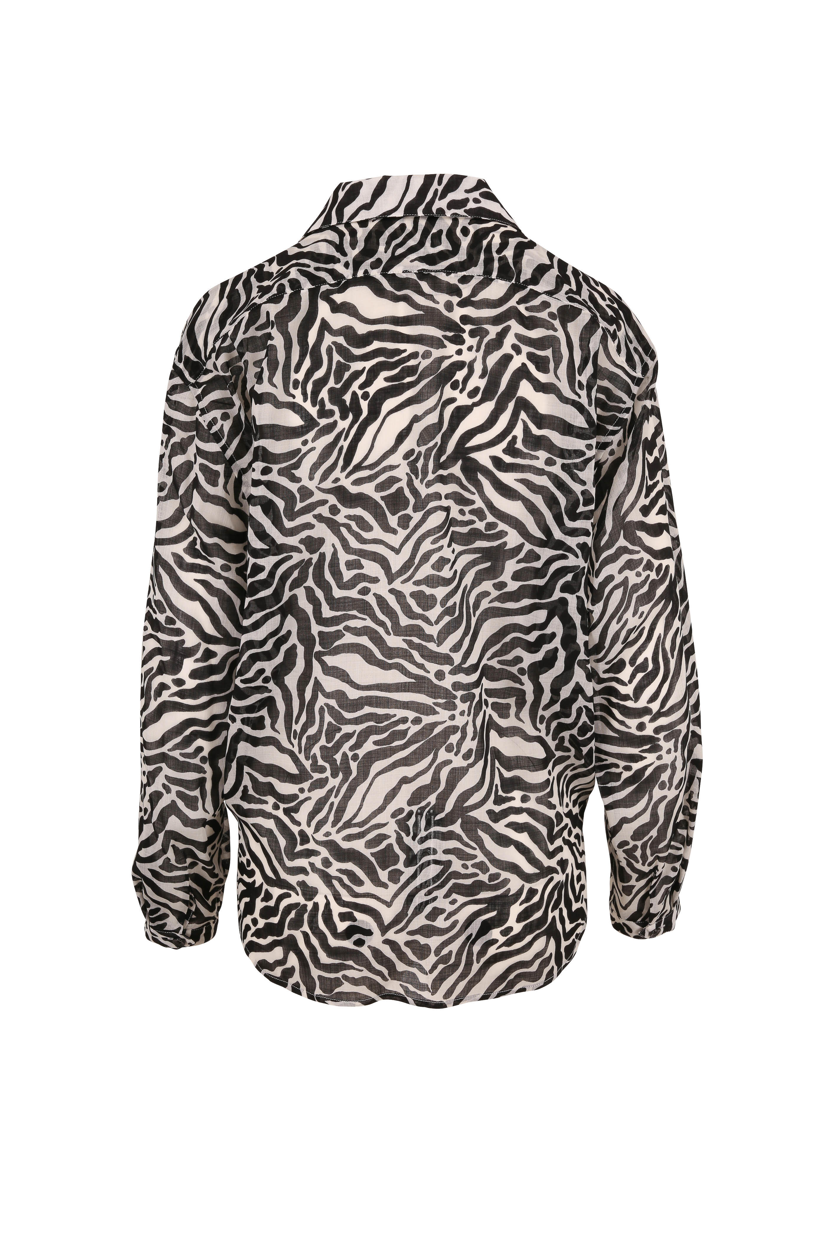 Saint Laurent - Black & White Tiger Print Tie Front Blouse