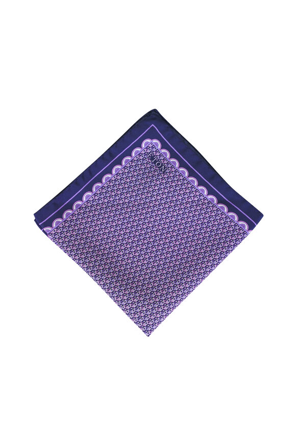 Eton Mid Purple Geometric Silk Twill Pocket Square