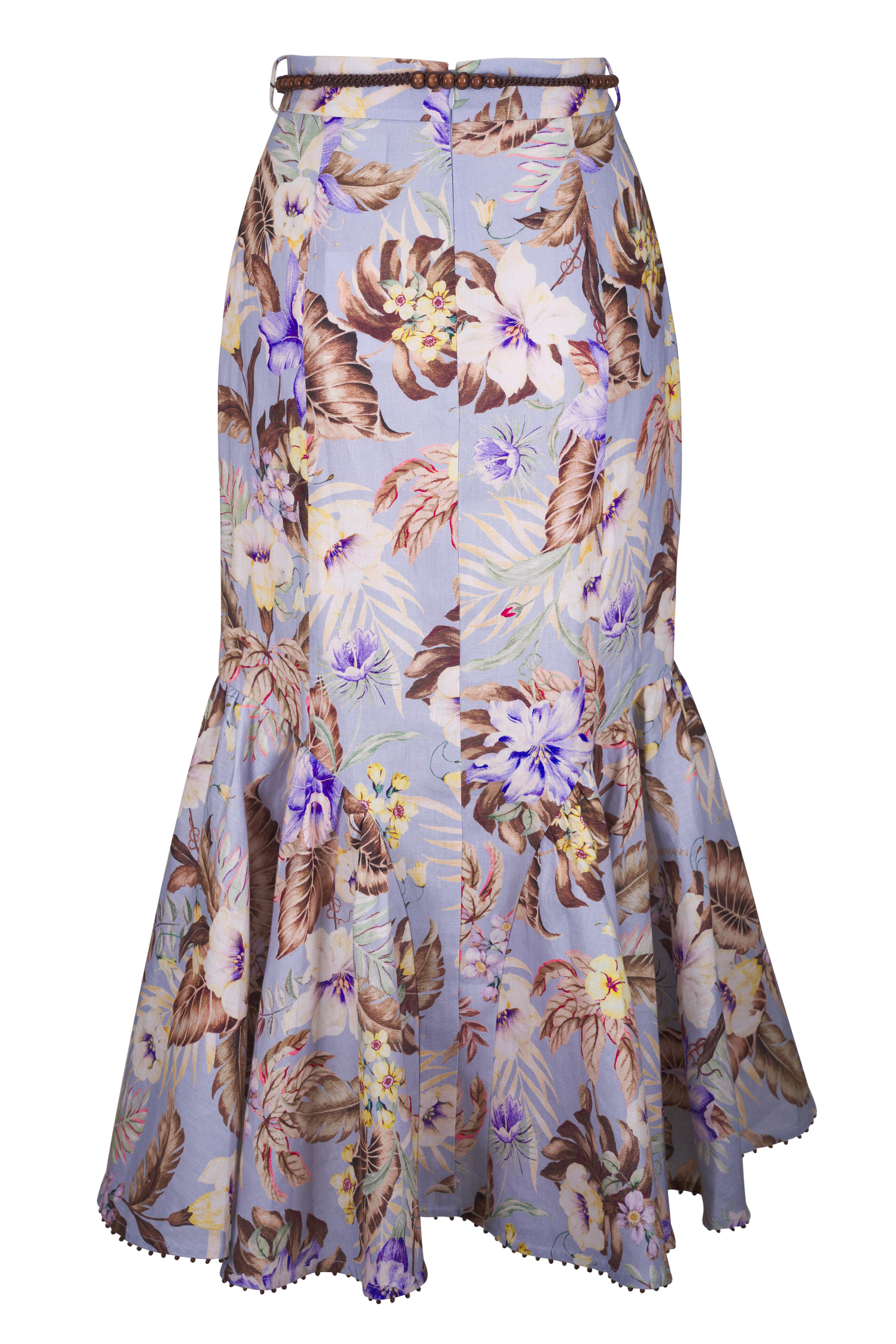 スカート ZIMMERMANN Woman Skirt Blue 3479SSS253 BLCMINFLO Ascension Tiered Midi Skirt Blue/Cream Indienne Floral