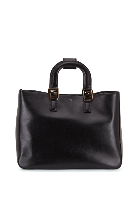 Fendi - Black Vitello Glacier Medium Tote Bag 