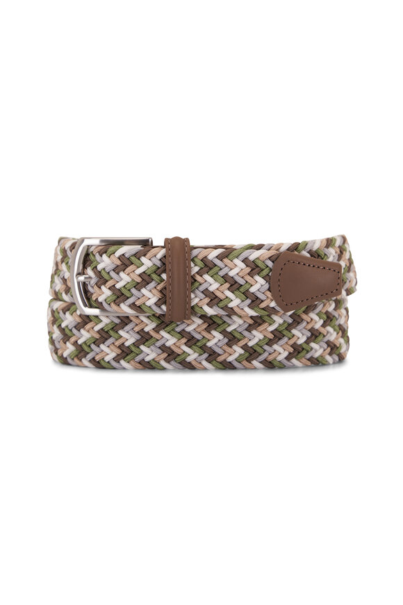 Anderson's Brown, Green & White Elasticized Woven Belt