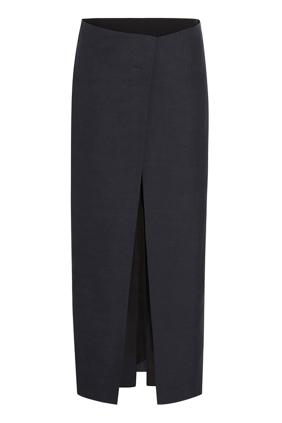 Khaite Tal Dark Navy Double Layered Skirt - view 4